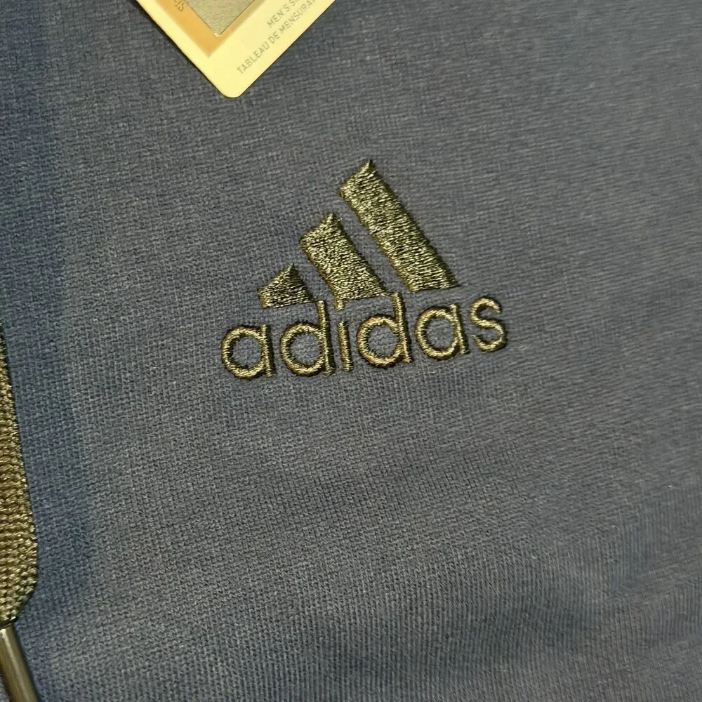 Adidas Large Blue Full Zip Hoodie Men Hooded Pockets Logo Drawstring S27790